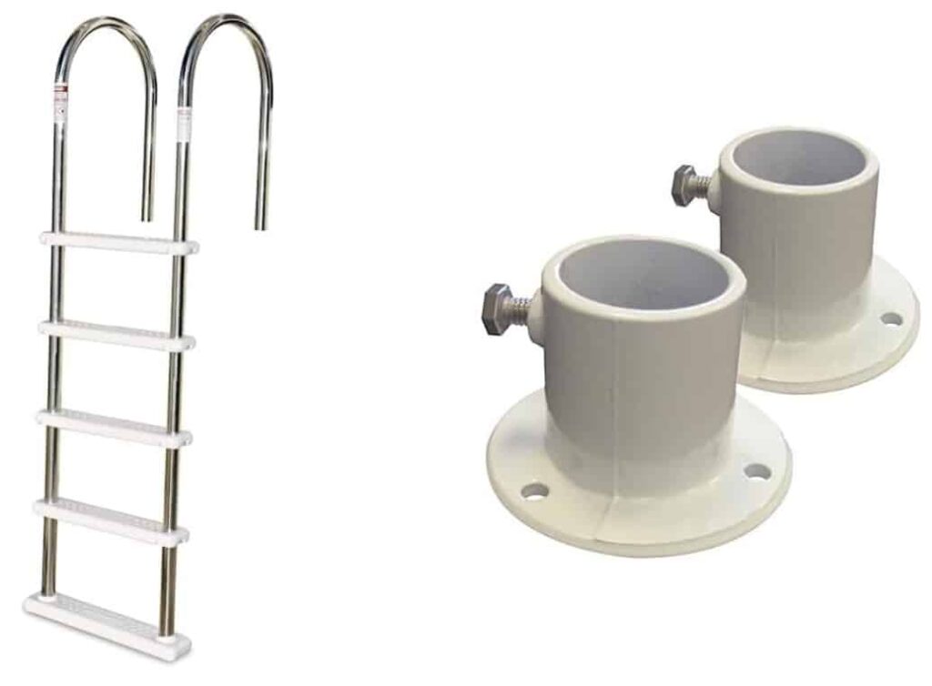 HYDROTOOLS by SWIMLINE Stainless Steel Pool Ladder Entry Exit System with Handrails Collection Options for Above Ground